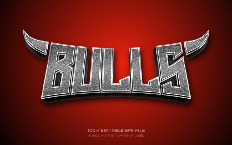 Vettore effetto di stile di testo editabile bulls 3d
