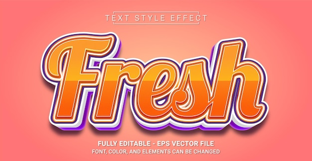 Effetto di stile di testo fresco Modello di testo grafico modificabile