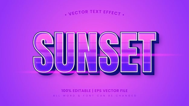 Effetto di stile di testo modificabile 3d retrò tramonto