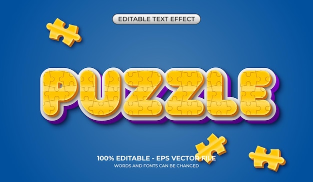 Effetto di testo 3D Jigsaw Puzzle Stili grafici di gioco per bambini modificabili