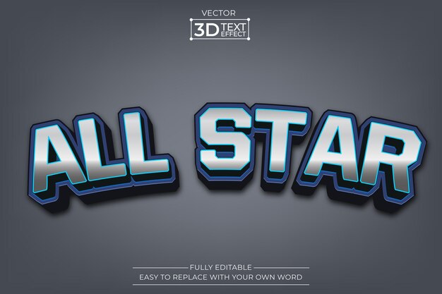 Effetto di testo 3D modificabile All Star
