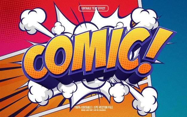 Effetto di testo 3D modificabile in stile fumetto