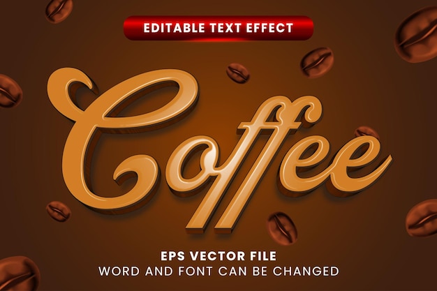 Effetto di testo 3D modificabile per i chicchi di caffè