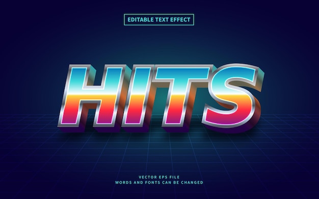 Effetto di testo 3d Retro 80s Hits