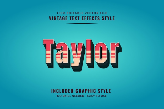 Effetto di testo 3D retro vintage modificabile