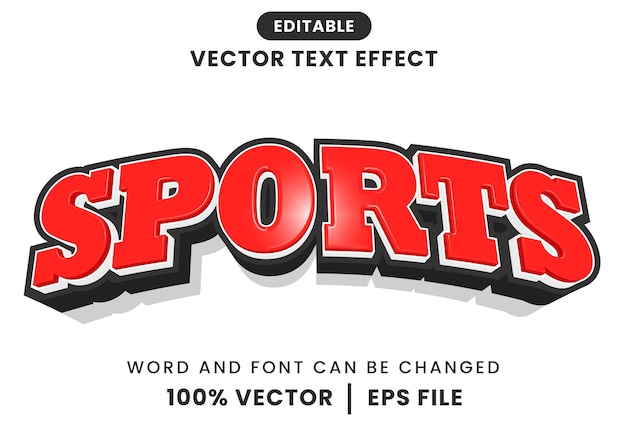 Effetto di testo 3D sportivo Bold Style Vector design