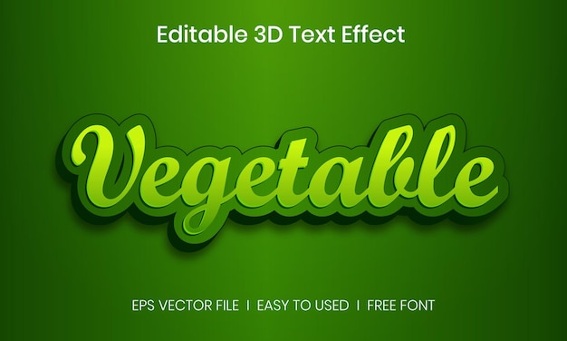 Effetto di testo 3d vegetale Vettore Premium