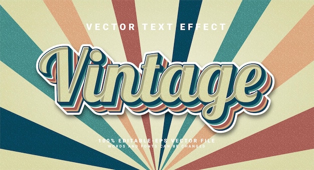 Effetto di testo 3D vintage. Effetto stile testo modificabile con tema colorato.