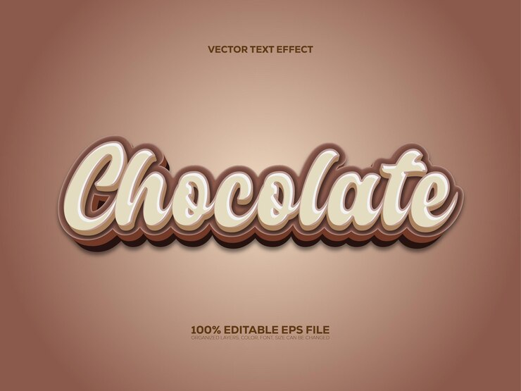 Effetto di testo al cioccolato modificabile in stile 3D