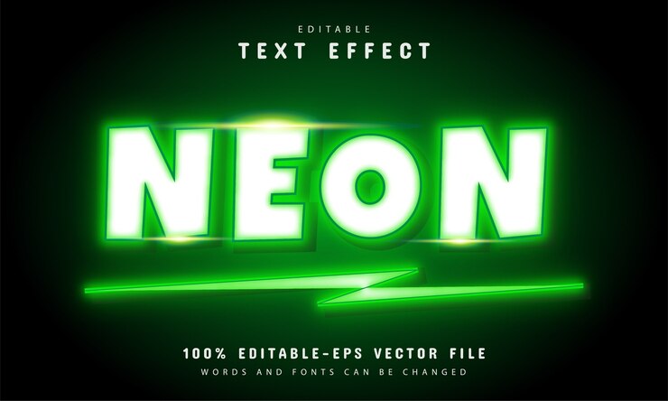 Effetto di testo al neon verde