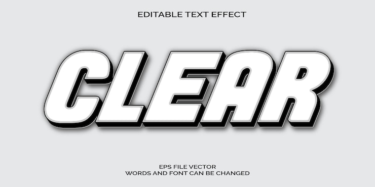 Vettore effetto di testo bianco chiaro vettoriale libero, lettering moderno, tipografia, stile di carattere