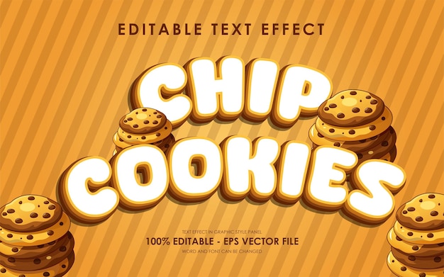 Effetto di testo con illustrazione di cookie a chip modificabili