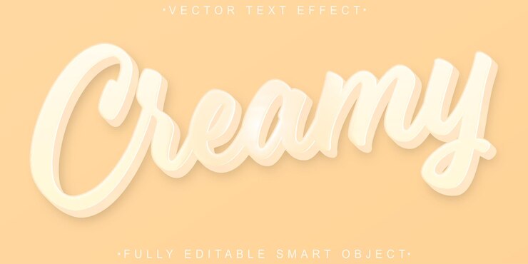 Vettore effetto di testo dell'oggetto intelligente cremoso vettoriale completamente modificabile