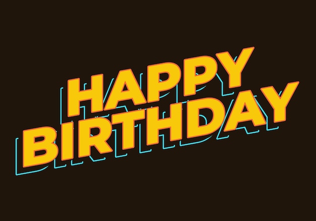 Effetto di testo di buon compleanno in colore giallo 3D