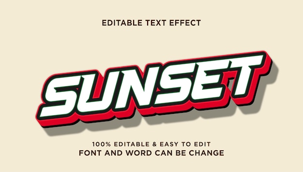Effetto di testo di tramonto con stile 3D che può essere modificato
