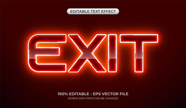 Effetto di testo di uscita Logo tipografico 3D luminoso a neon rosso modificabile e effetto di testo futuristico