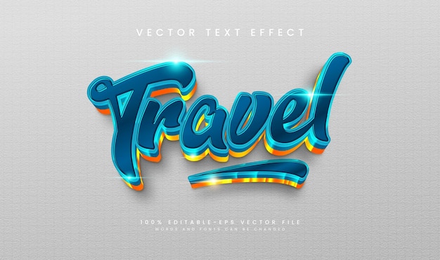 Effetto di testo di viaggio modificabile Lettere 3D vibranti per progetti di progettazione