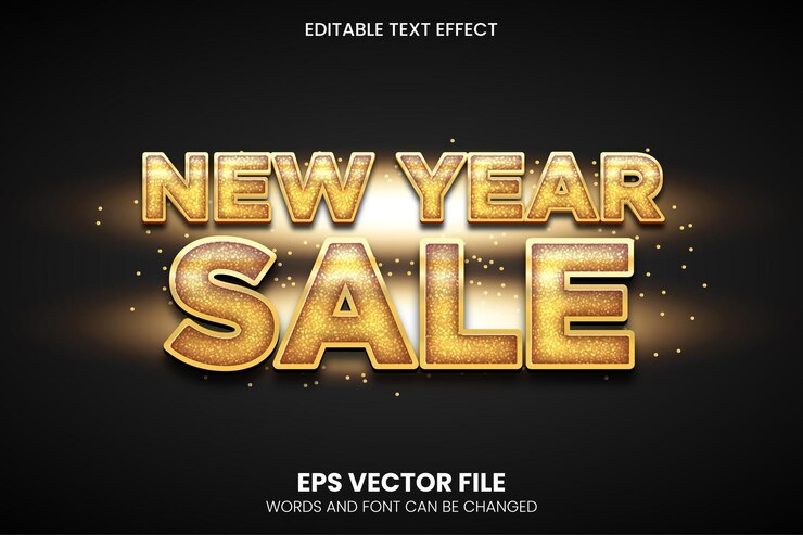 Effetto di testo dorato modificabile di Capodanno