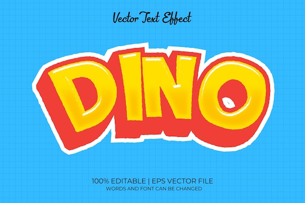 Effetto di testo editabile del cartoon carino di Dino