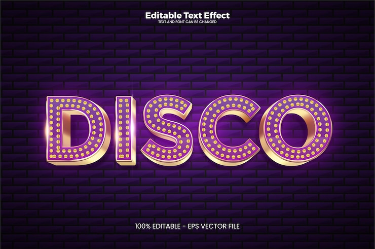 Vettore effetto di testo editabile disco in stile tendenza moderna
