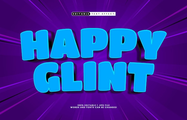 effetto di testo editabile happy glint con uno stile di testo giocato e felice