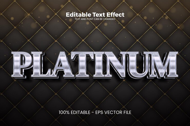 Vettore effetto di testo editabile in platino in stile trend moderno