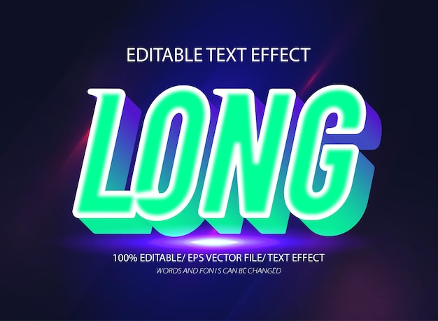 Effetto di testo editabile lungo 3D ed effetto di stile di testo editibile