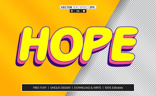 Effetto di testo Hope 3D completamente modificabile