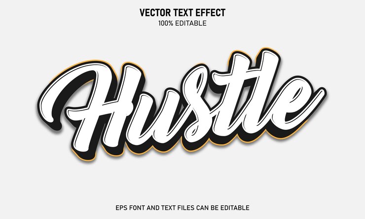 Vettore effetto di testo hustle 3d modificabile