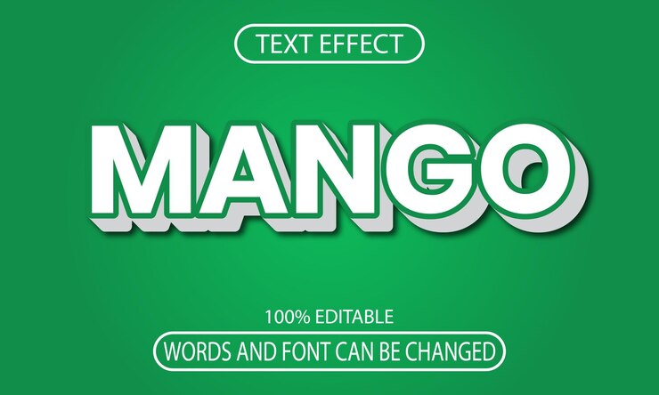 Effetto di testo Mango carattere 3D effetto di testo modificabile