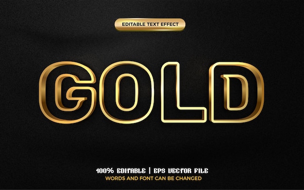 Effetto di testo modificabile 3D in grassetto oro linea