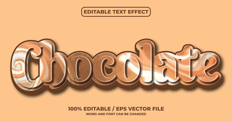 Vettore effetto di testo modificabile al cioccolato
