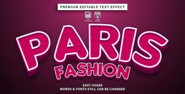 Effetto di testo modificabile alla moda di Parigi