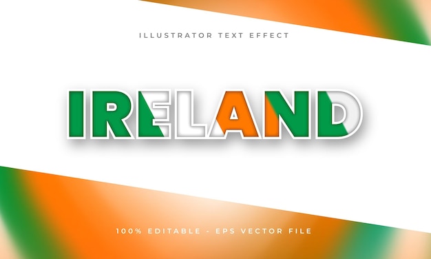 Effetto di testo modificabile dell'Irlanda con trama della bandiera irlandese