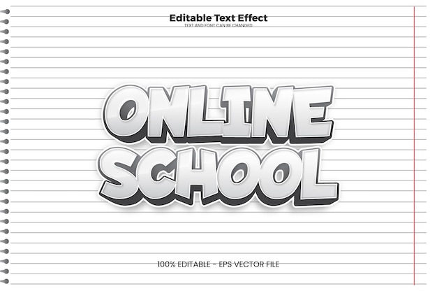 Effetto di testo modificabile della scuola online in stile moderno di tendenza