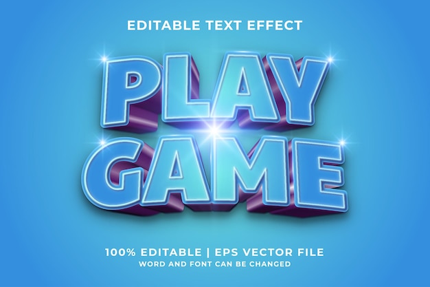 Effetto di testo modificabile - Gioca a gioco 3d in stile modello premium vector