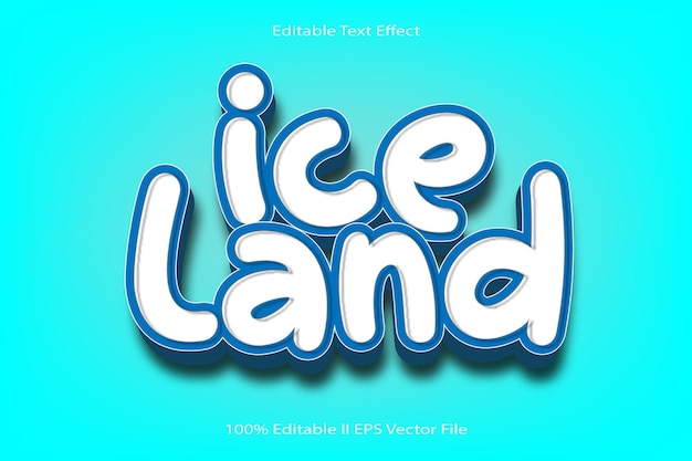 Effetto di testo modificabile Ice Land 3d Emboss Cartoon Gradient Style