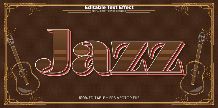 Vettore effetto di testo modificabile jazz in stile di tendenza moderno
