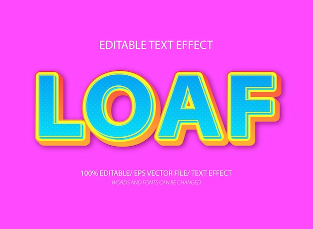 Effetto di testo modificabile Loaf 3D