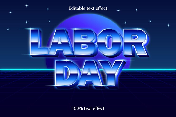 Effetto di testo modificabile per la festa del lavoro