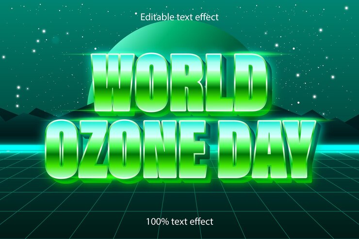 Effetto di testo modificabile per la Giornata mondiale dell'ozono in stile retrò