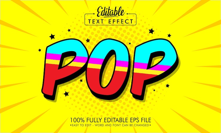 Vettore effetto di testo modificabile pop art fumetto comico