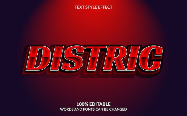 Effetto di testo modificabile, stile di testo distric rosso