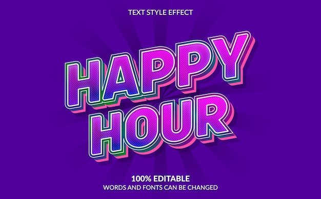 Effetto di testo modificabile, stile di testo Happy Hour