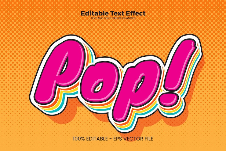Vettore effetto di testo pop modificabile in stile tendenza moderna