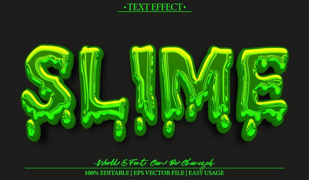 Effetto di testo Slime Vector Editable Alphabet Green Liquid Toxic Drop