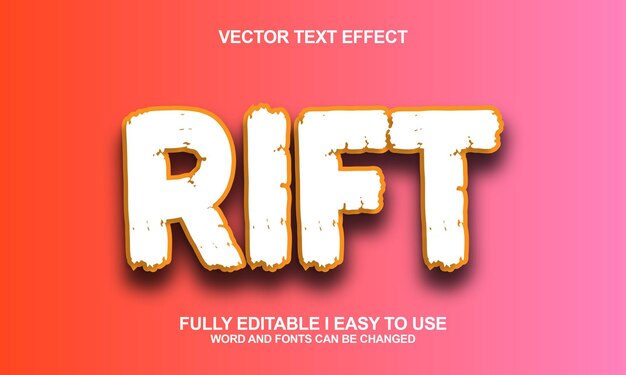 Effetto di testo vettoriale di carattere Rift modificabile