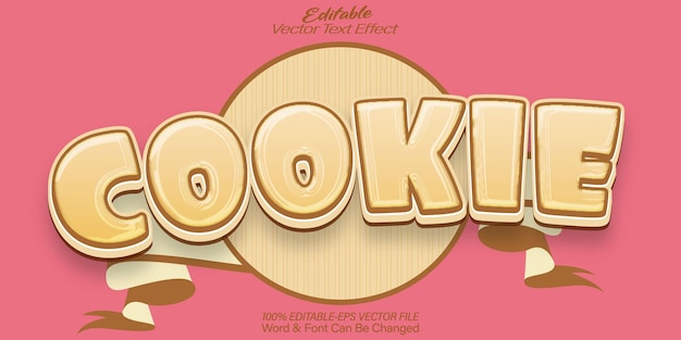 Effetto di testo vettoriale Editabile Alfabeto Biscuit Brown Snack Cookie Caffè Torta Panetteria