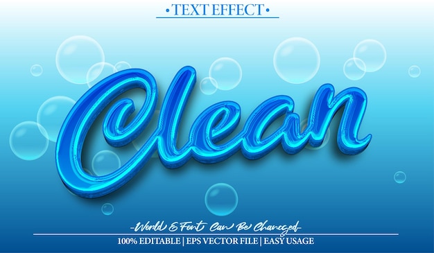 Effetto di testo vettoriale pulito modificabile Alphabet Blue Soft Empyty Wash