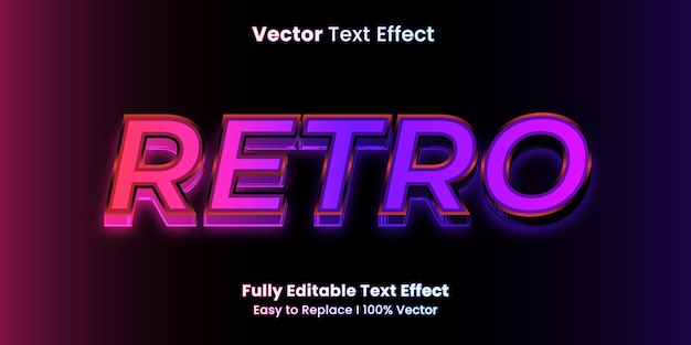 Effetto di testo vettoriale retrò moderno